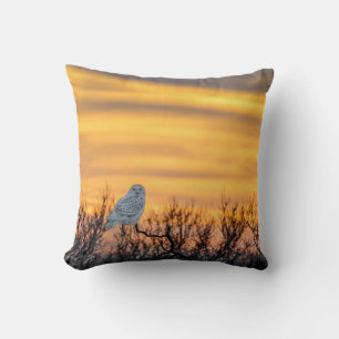 Snowy Owl Sunset Pillow