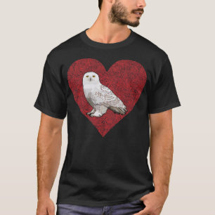 Snowy Owl Valentines Day Bird Love Fingerprint Pul T-Shirt