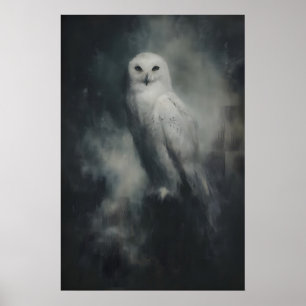 Snowy Owl Wall Art Printable Gothic Bird Painting