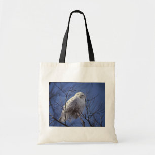 Snowy Owl - White Bird against a Sapphire Blue Sky Tote Bag