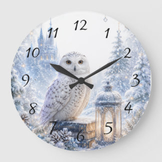 Snowy Owl Winter Magic Large Clock
