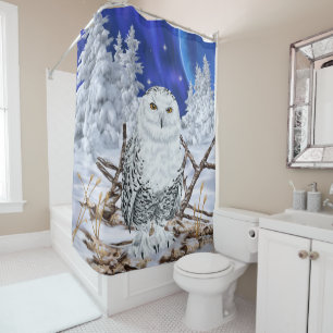 Snowy Owl Winter Night Wildlife Shower Curtain