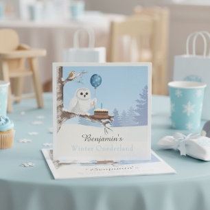 Snowy Owl Winter Onederland Birthday Napkin