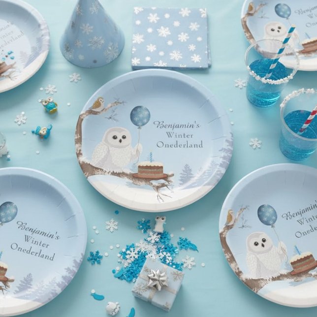 Snowy Owl Winter Onederland Birthday  Paper Plate (Creator Uploaded)