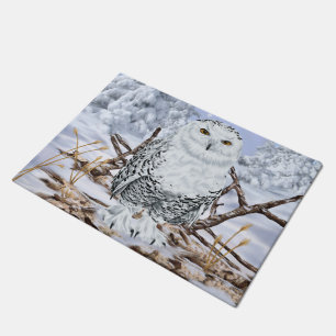 Snowy Owl Winter Wildlife Rustic Doormat