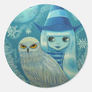 Snowy Owl Witch Sticker
