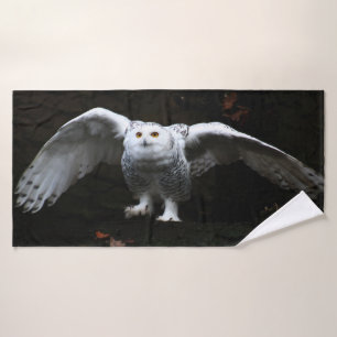 Snowy Owl With Open Wings btcn Bath Towel Set