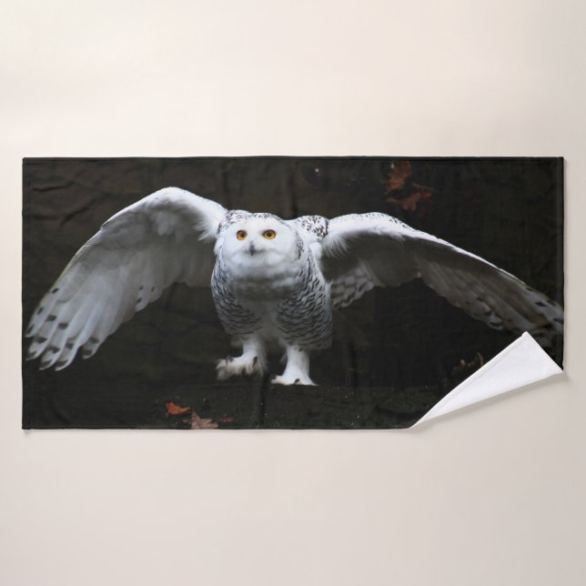 Snowy Owl With Open Wings btcna Bath Towel Set (Bath Towel)