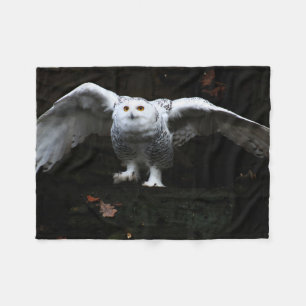 Snowy Owl With Open Wings fbcn Fleece Blanket