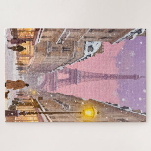 Snowy Paris Dreams Winter City Jigsaw Puzzle