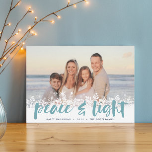 Snowy Peace Hanukkah Photo Holiday Card
