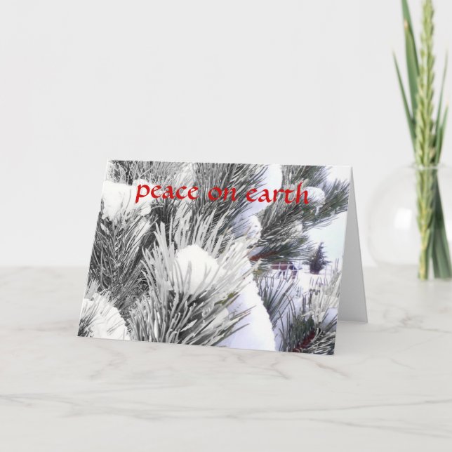 Snowy Peace Winter Blessings Horse Pony Christmas Holiday Card (Front)