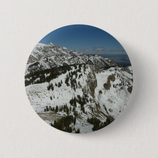 Snowy Peaks of Grand Teton Mountains I Photography 6 Cm Round Badge