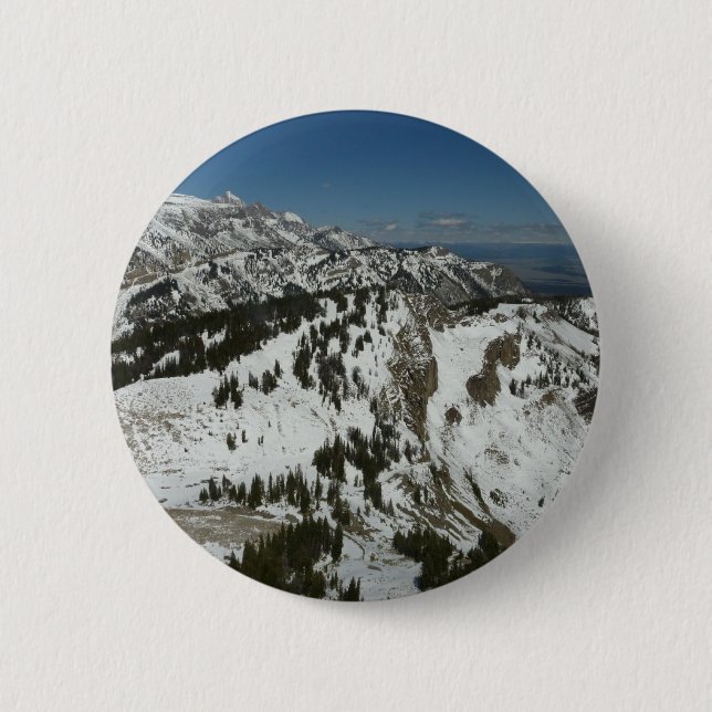 Snowy Peaks of Grand Teton Mountains I Photography 6 Cm Round Badge (Front)