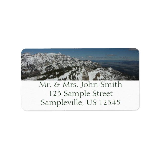 Snowy Peaks of Grand Teton Mountains I Photography Label (Front)