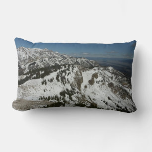 Snowy Peaks of Grand Teton Mountains I Photography Lumbar Cushion