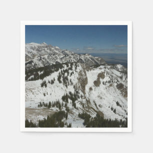 Snowy Peaks of Grand Teton Mountains I Photography Napkin