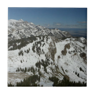 Snowy Peaks of Grand Teton Mountains I Photography Tile