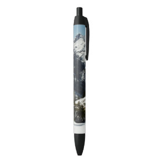 Snowy Peaks of Grand Teton Mountains II Photo Black Ink Pen