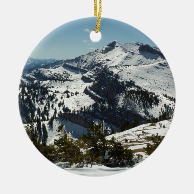 Snowy Peaks of Grand Teton Mountains II Photo Ceramic Tree Decoration (Front)
