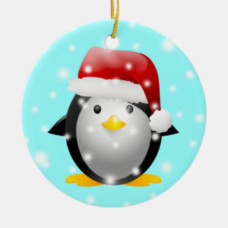 Snowy Penguin Santa Ornament