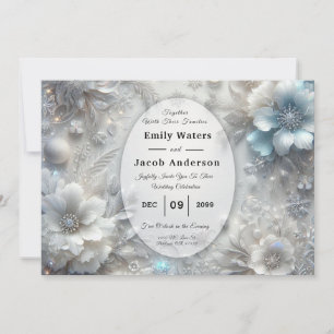 Snowy Petals in Frozen Bloom Wedding Invitation