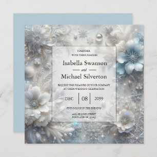 Snowy Petals in Frozen Bloom Wedding Invitation
