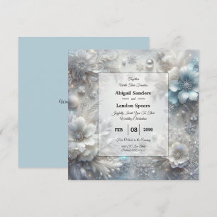 Snowy Petals in Frozen Bloom Wedding Invitation
