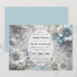 Snowy Petals in Frozen Bloom Wedding Invitation