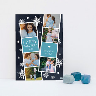 Snowy Photobooth Hanukkah Photo Collage Holiday Card