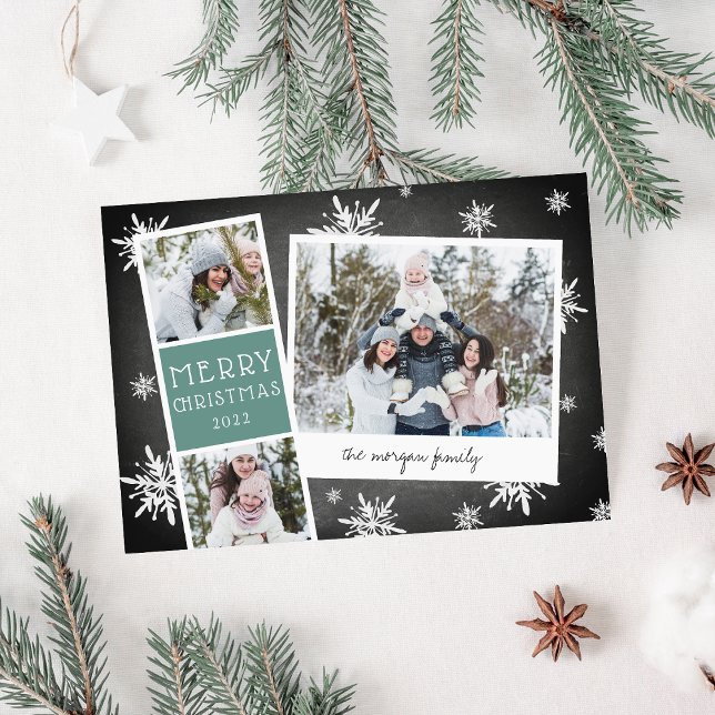Snowy Photobooth Holiday Photo Collage Card (Creator Uploaded)