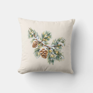 Snowy Pine Branch Cushion