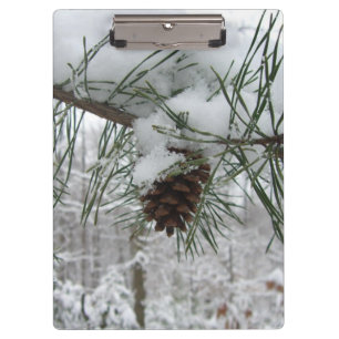 Snowy Pine Branch Winter Nature Photography Clipboard