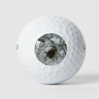 Snowy Pine Branch Winter Nature Photography Golf Balls