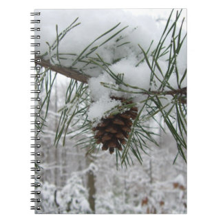 Snowy Pine Branch Winter Nature Photography Notebook
