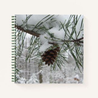 Snowy Pine Branch Winter Nature Photography Notebook