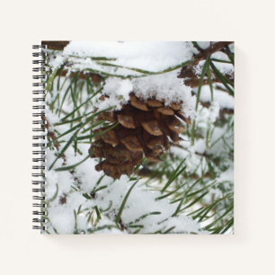 Snowy Pine Cone I Winter Nature Photography Notebook