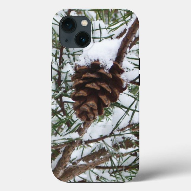 Snowy Pine Cone II Winter Nature Photography Case-Mate iPhone Case (Back)