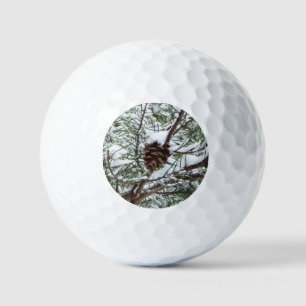 Snowy Pine Cone II Winter Nature Photography Golf Balls