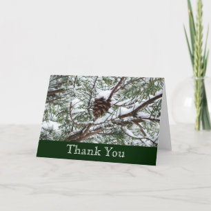 Snowy Pine Cone II Winter Nature Photography Thank You Card