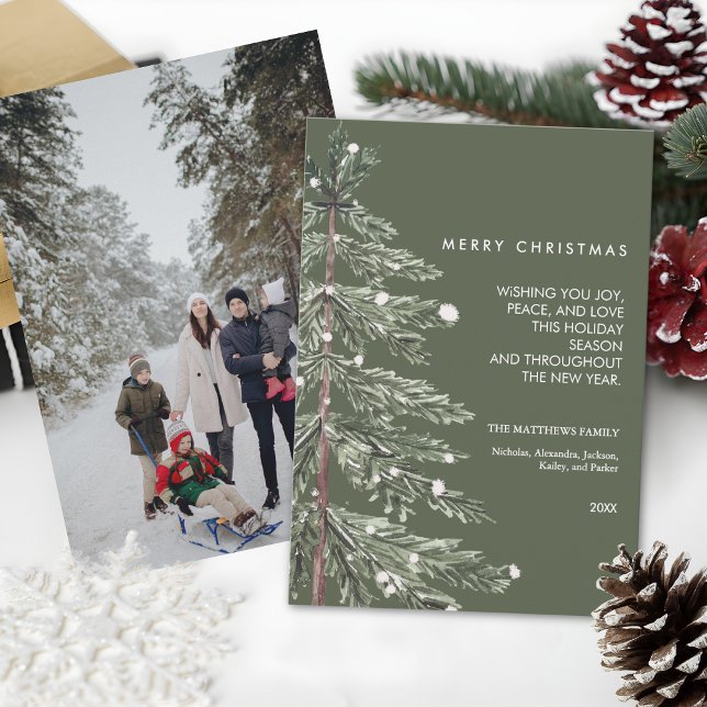 Snowy Pine Custom Photo Christmas Holiday Card (Creator Uploaded)
