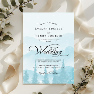 Snowy Pine Forest Mountains Winter Wedding Invitation