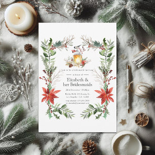 Snowy Pine & Spruce Christmas Bridesmaids Luncheon Invitation