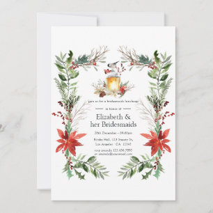 Snowy Pine & Spruce Christmas Bridesmaids Luncheon Invitation