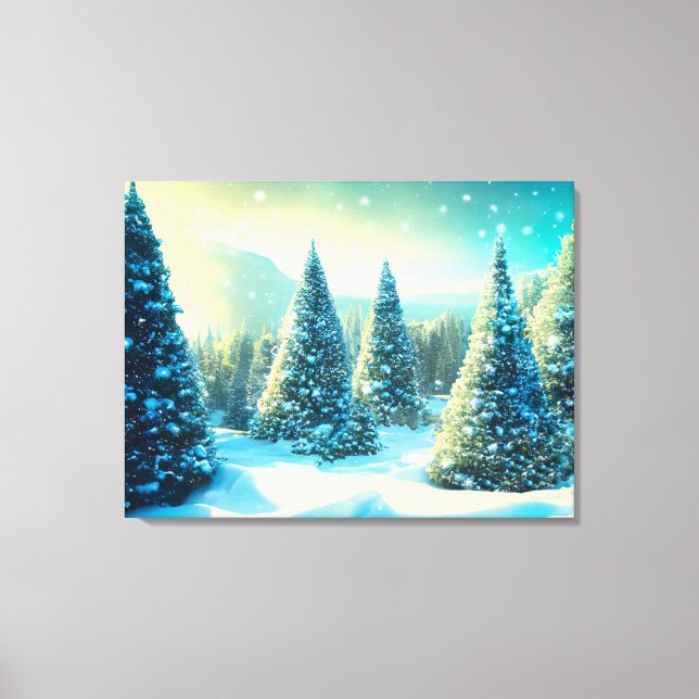 Snowy Pine Tree Forest Winter Wonderland Canvas Print (Front)