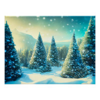 Snowy Pine Tree Forest Winter Wonderland