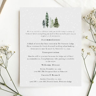 Snowy Pine Tree Winter Wedding Details Enclosure Card