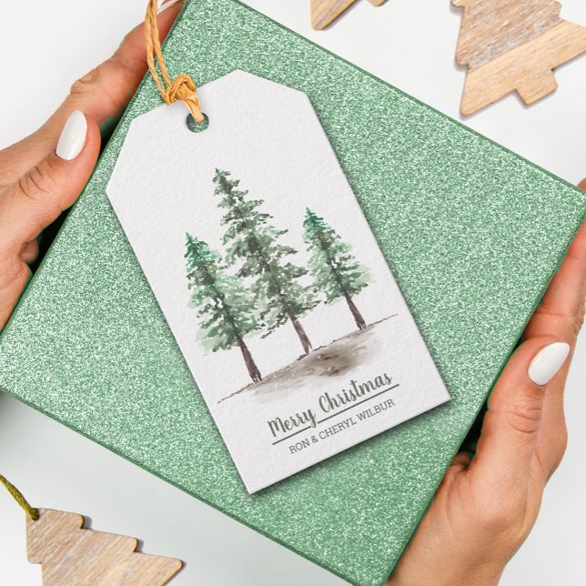 Snowy Pine Trees Christmas Gift Tags (Creator Uploaded)