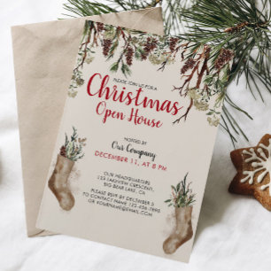 SNOWY PINES Company Christmas Open House Invitation