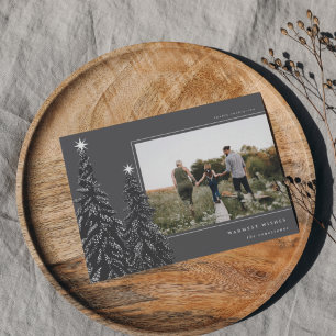 Snowy Pines   Elegant Christmas Photo Holiday Card